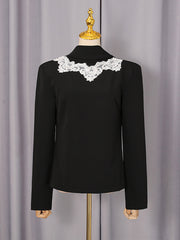 Casual Stand Collar Hit Color Patchwork Shirt