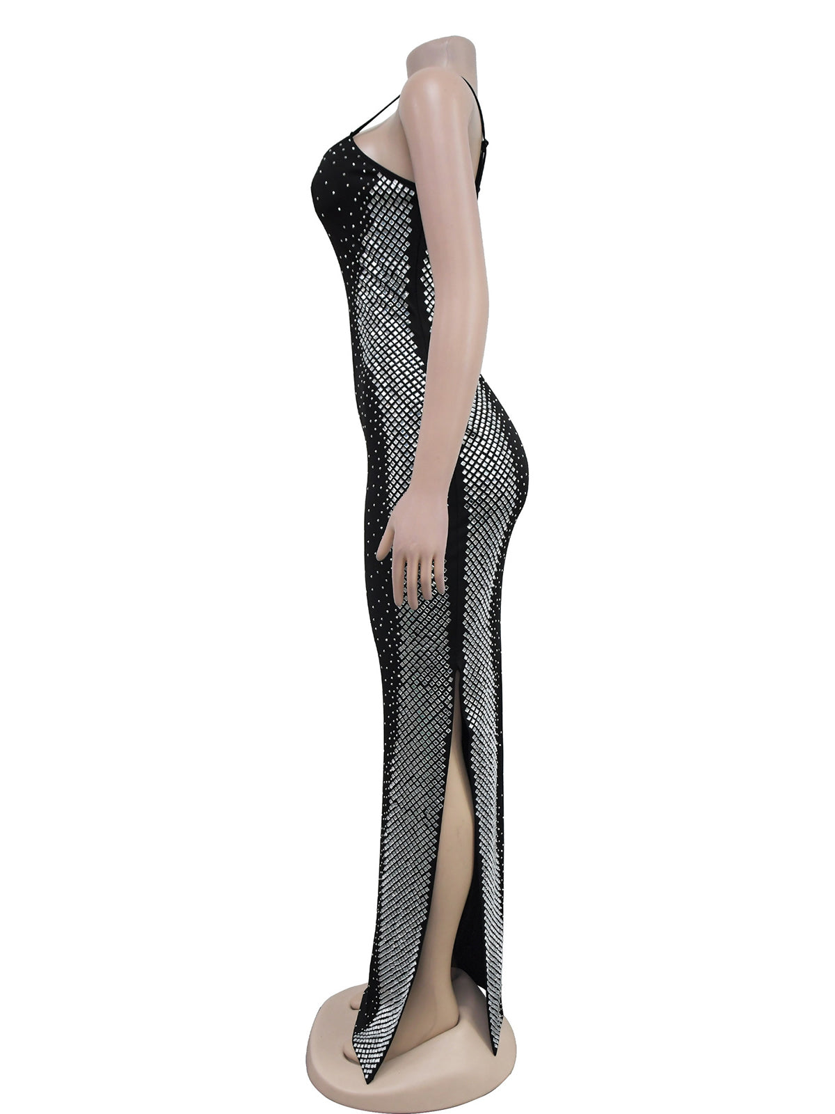 Sexy Rhinestone Bodycon Sleeveless Maxi Dress