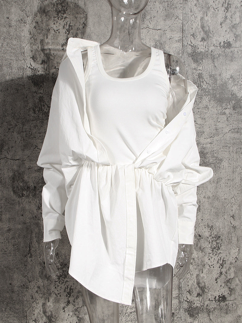 Fashion Irregular Falling Twist Shirt Dress