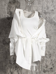 Fashion Irregular Falling Twist Shirt Dress
