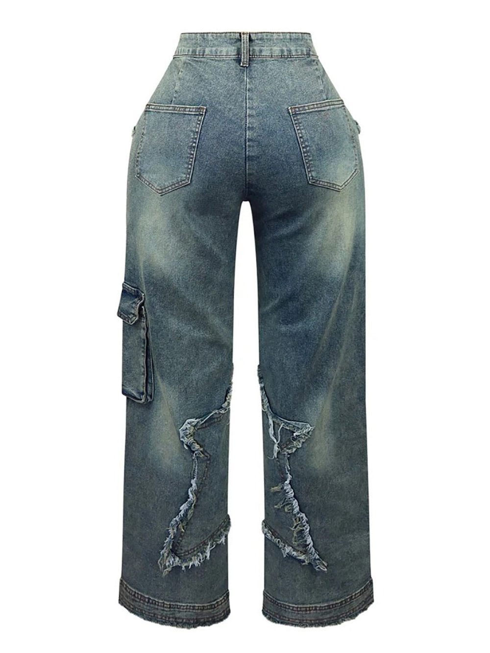 Retro Loose Star Tassels Slim Jeans