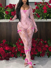 Sexy Lace See through Bodycon Jumpsuit