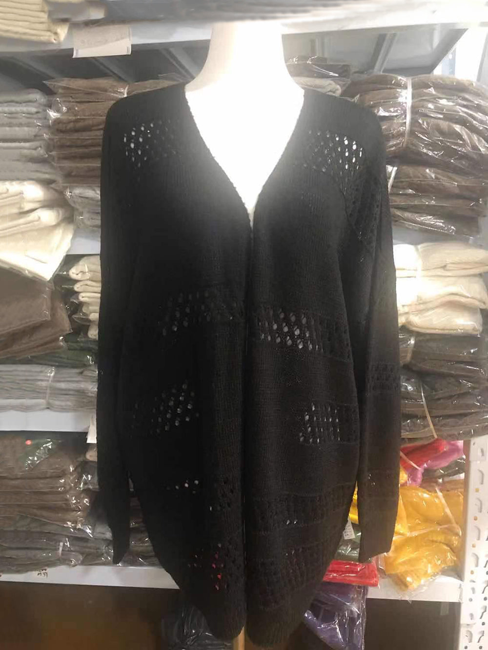 Casual V Neck Knit Crochet Cardigan Sweater