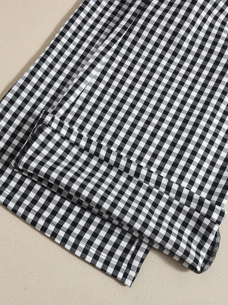 Fashion Plaid Lapel Backless Halter Jumpsuit