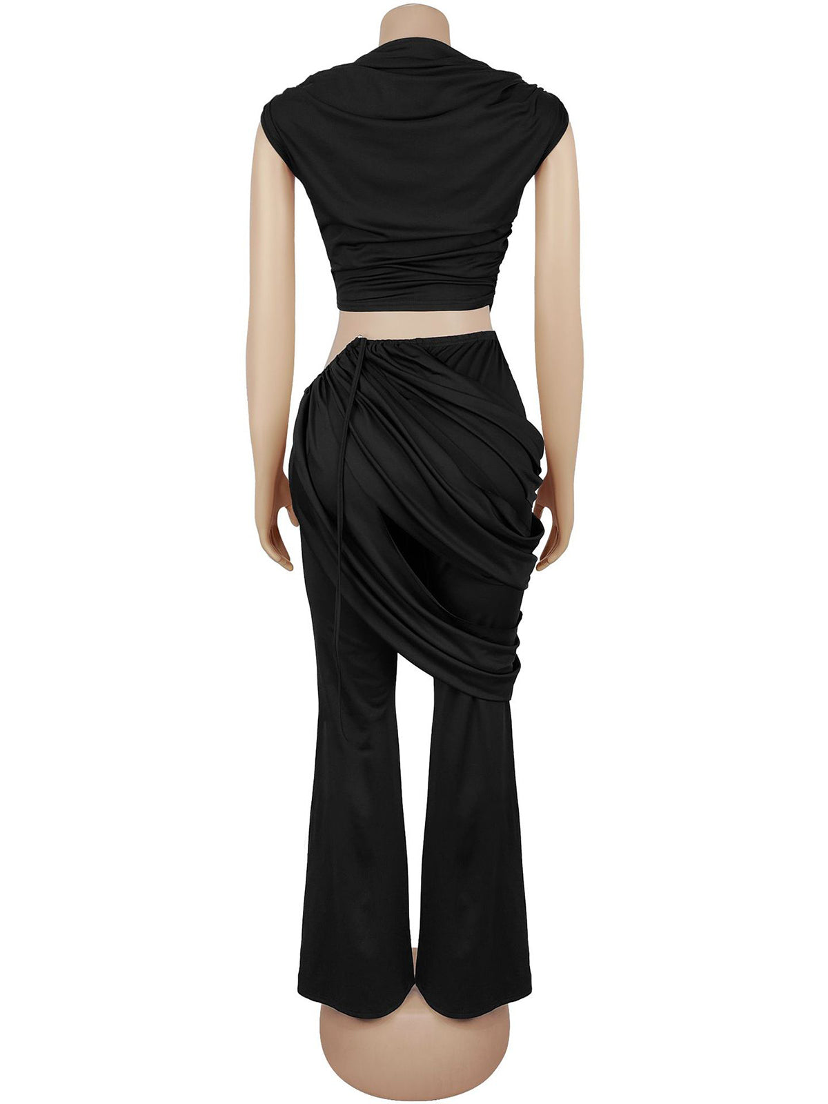 Fashion Sleeveless Crop Top And Trousers Two-Piece Set