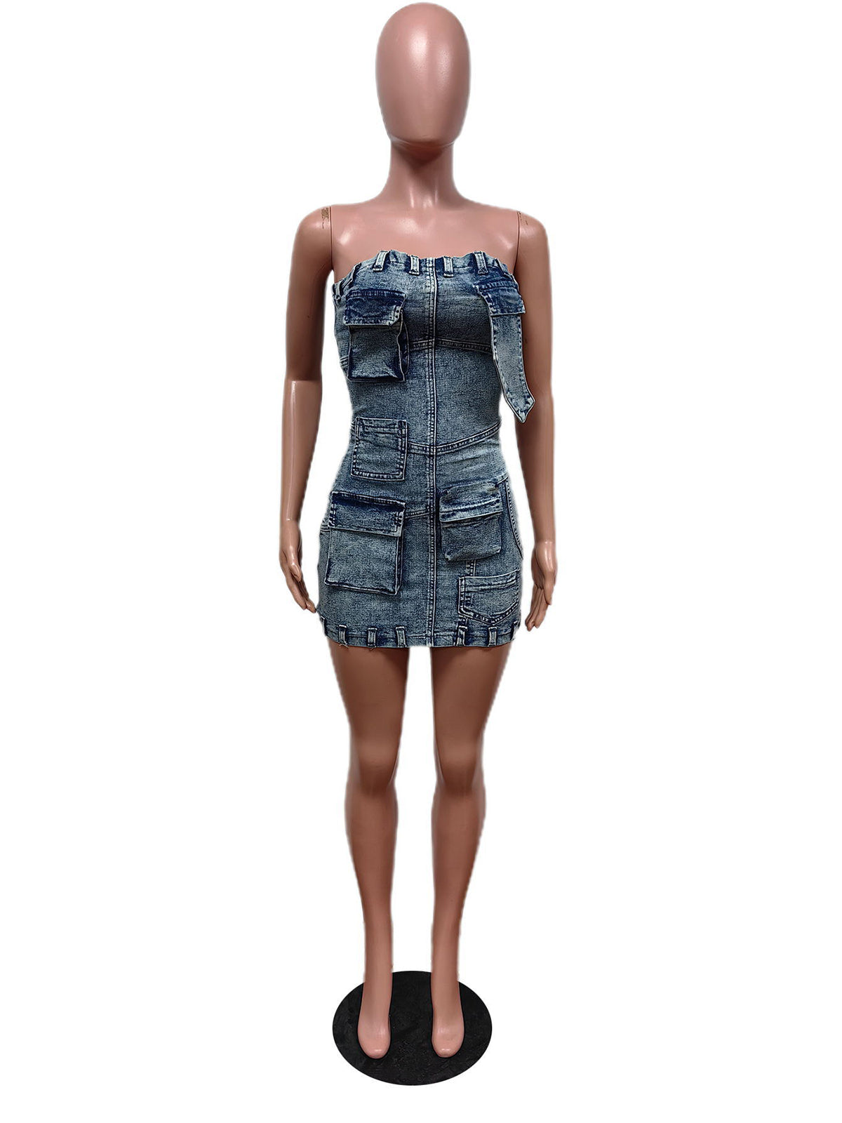 Sexy Strapless Slim Denim Dress