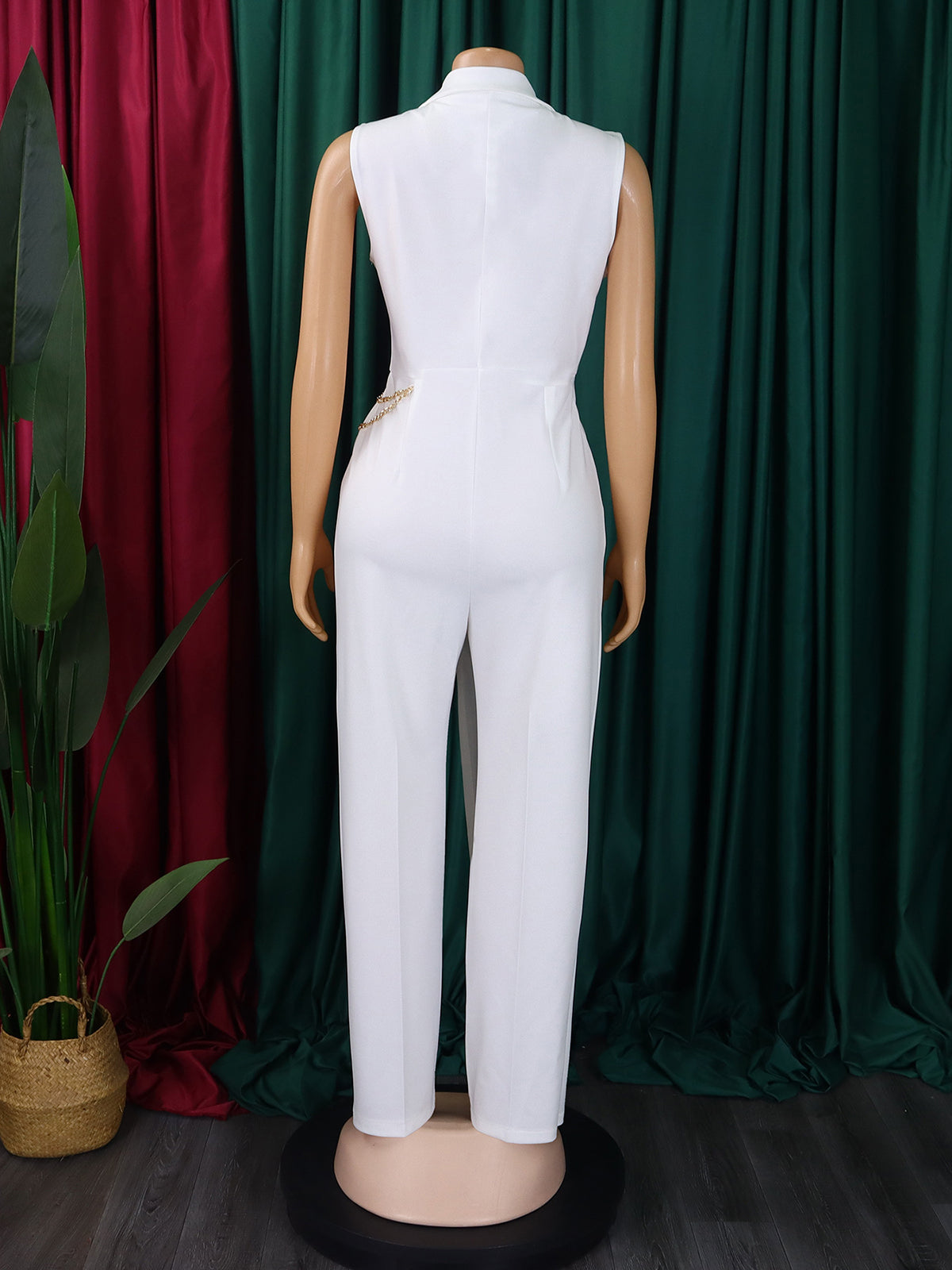 Fashion Solid Color Sleeveless Slim Jumpsuit