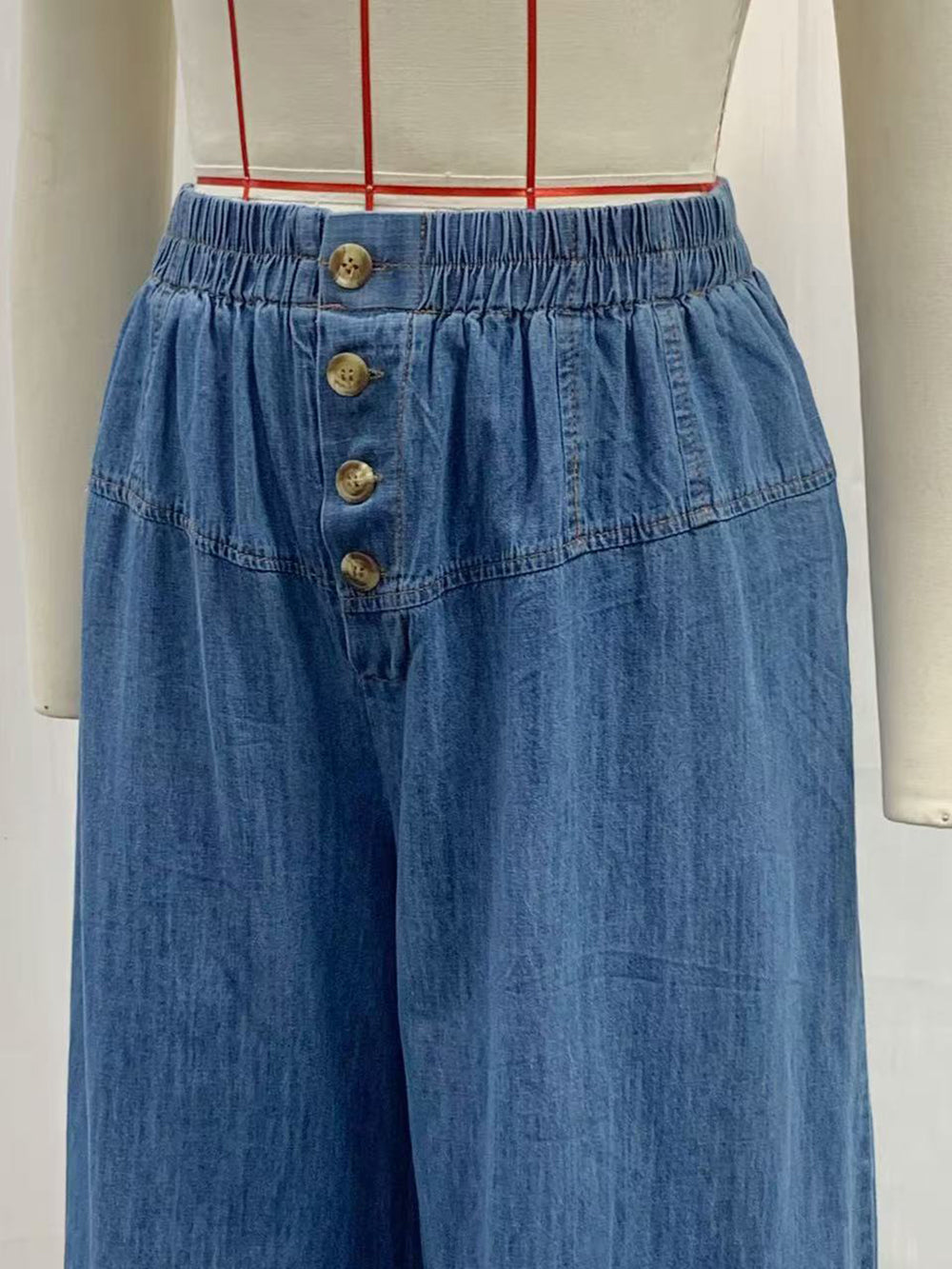 Elastic Waist Casual Wide Leg Jeans