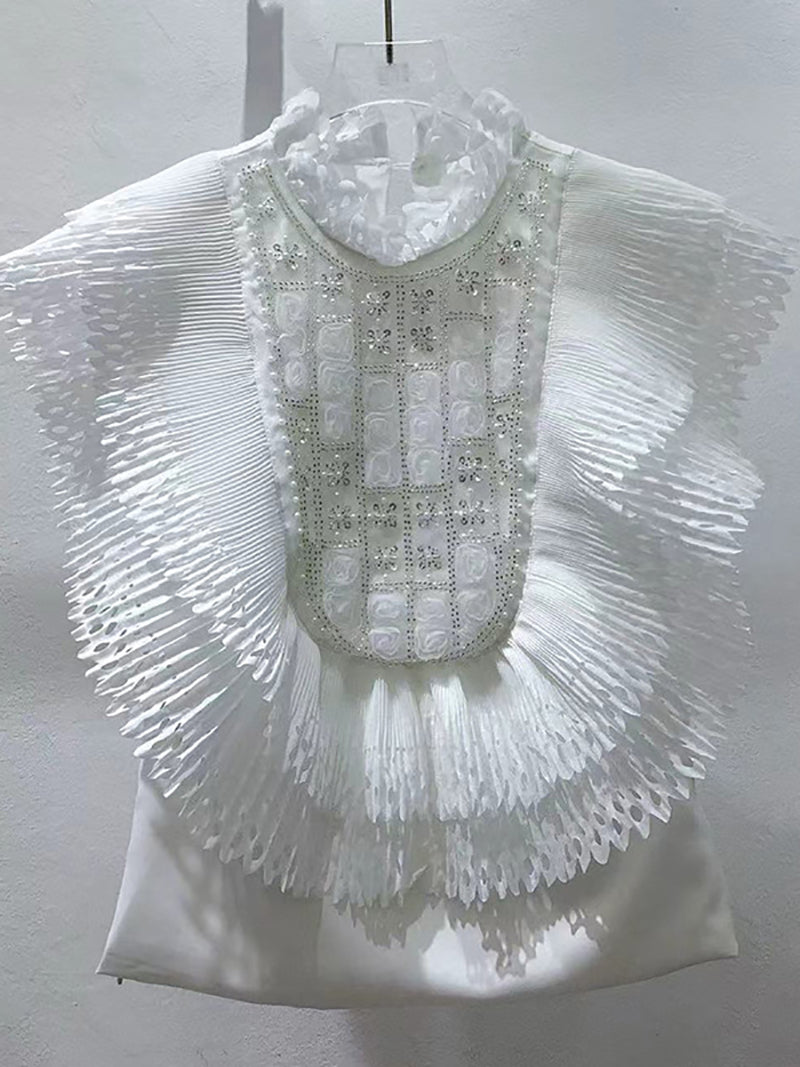 Fashion Ruffle Hollow out Slim Shirt Top
