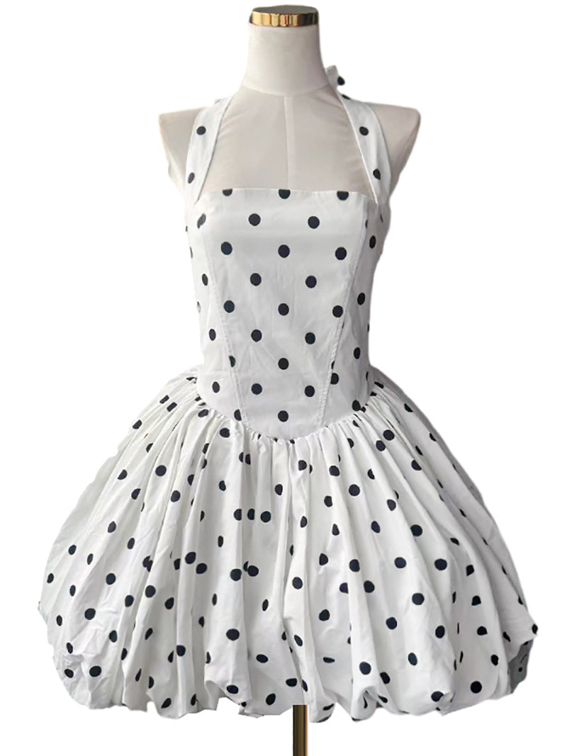 Sexy Halter Tie Neck Corset Mini Puffy Dress