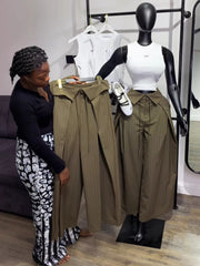 High Waist Striped Wide Leg Pants