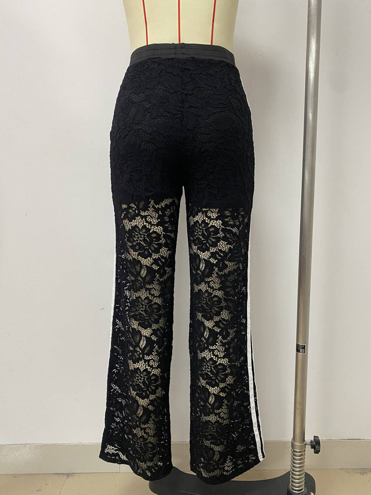 Casual Lace Patchwork Stripe Straight Pants
