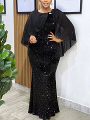 Elegant Sequin Shawl Nightclub Party Dress