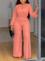Elegant Cutout Slim Waist Wide Leg Jumpsuit