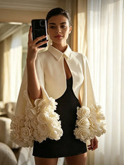 Floral Applique Flare Sleeve Jacket-boutique