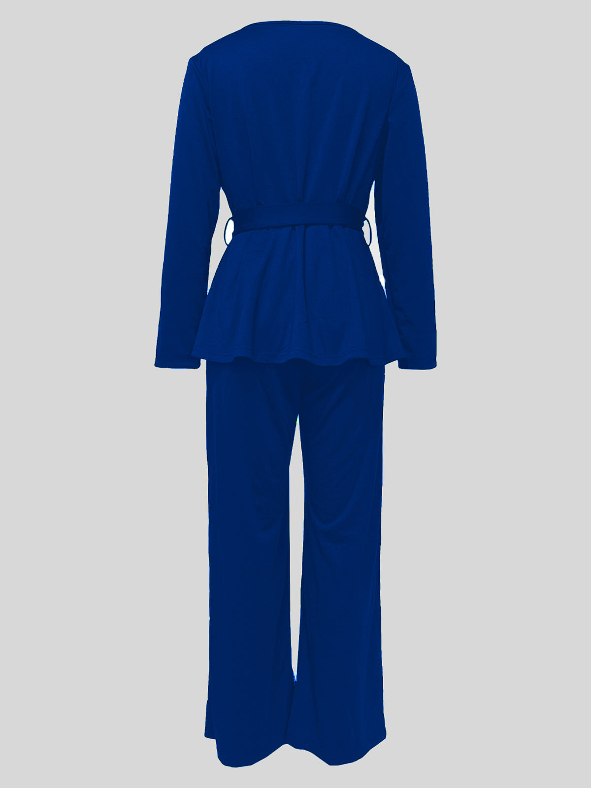 Round Collar Lace-up Ruffle Top And Trousers Casual Set