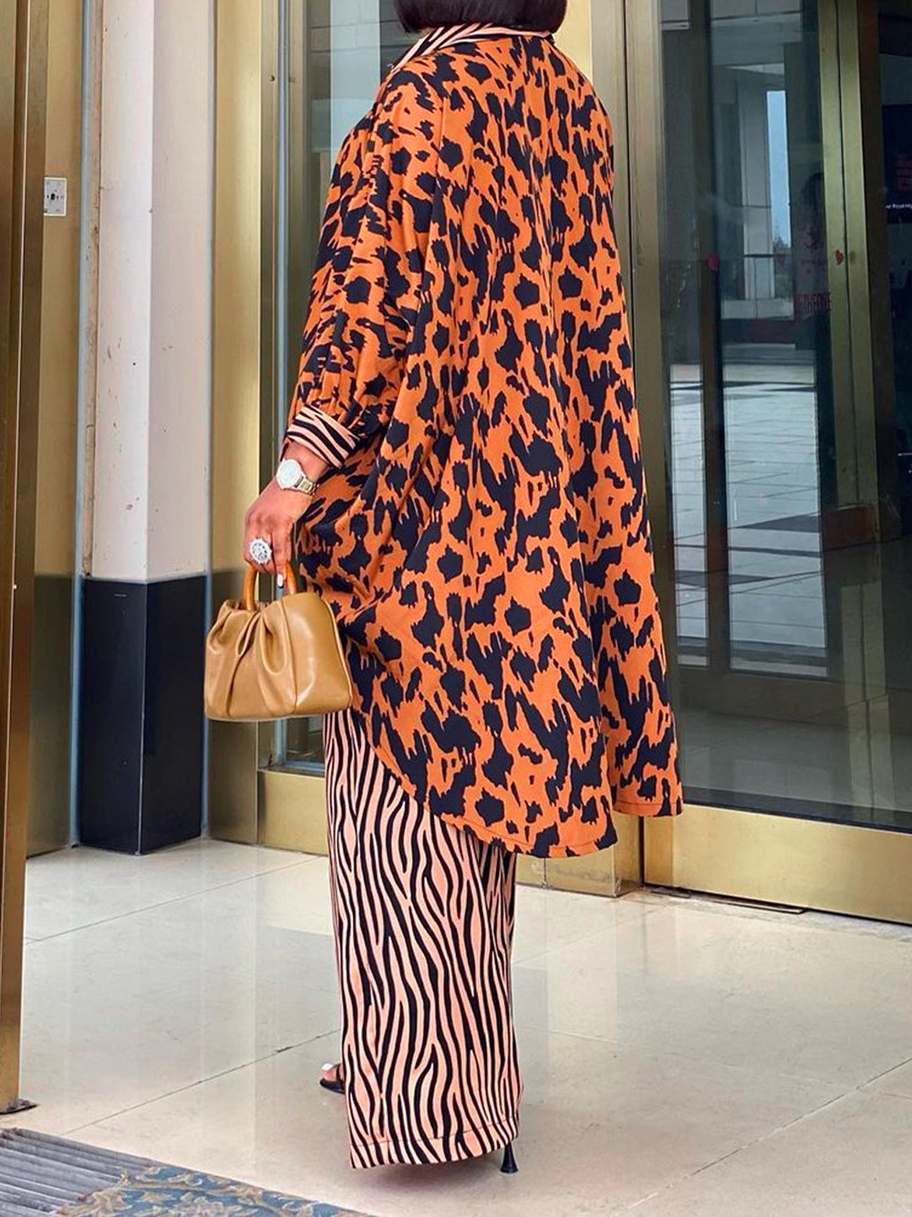 Fashion Loose Print Shirt Wide leg Pants Casual Set