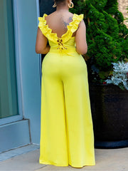 Newest Solid Color Off Shoulder Wide Leg Jumpsuit