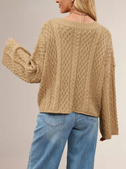 Casual Textured Cable Knit Button Up Cardigan