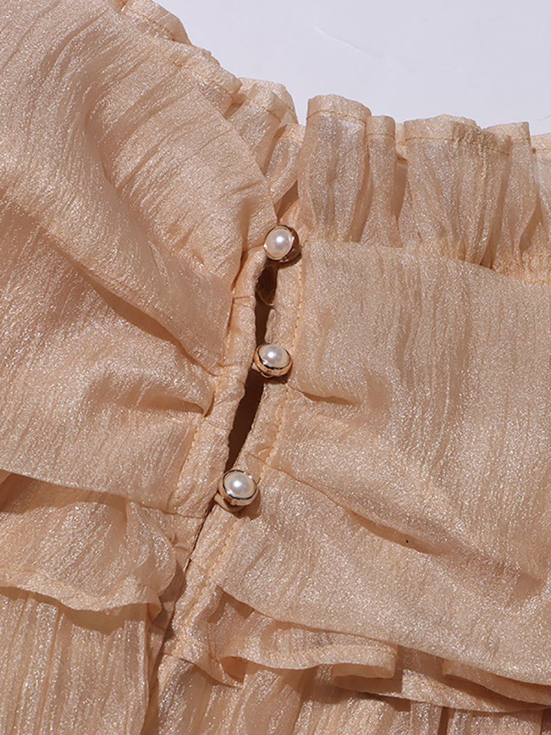 Fashion Off Shoulder Mesh Ruffle Tops