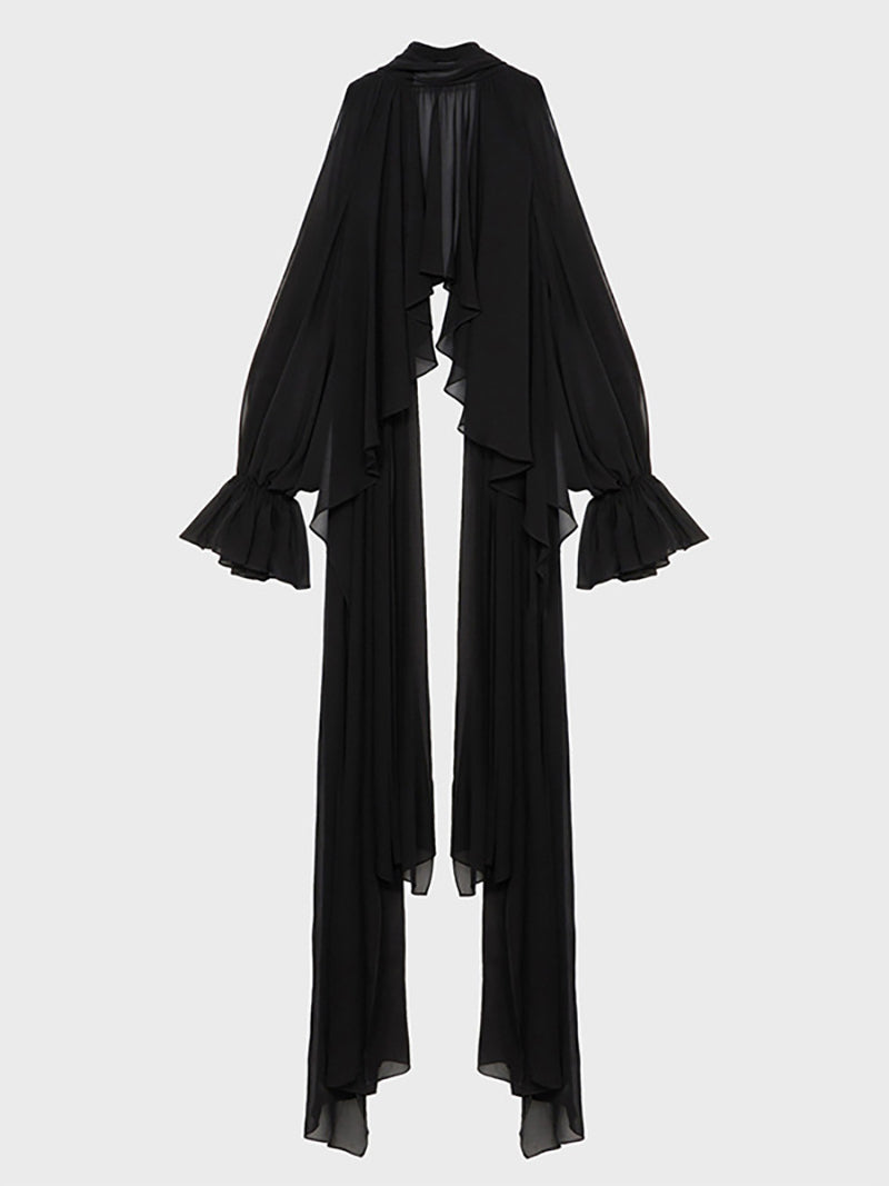 Casual High Neck Solid Slim Sheer Blouses