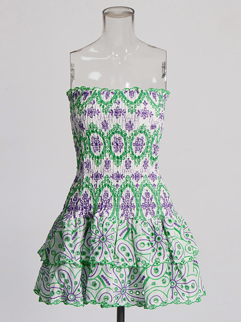 Layered Hem Sexy Strapless Dress