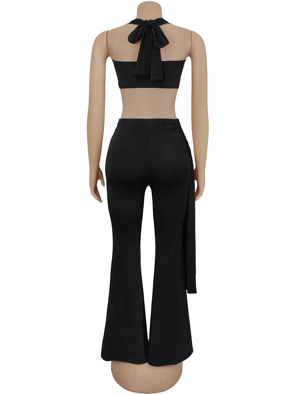 Fashion Halter Crop Top High Waist Pants Set