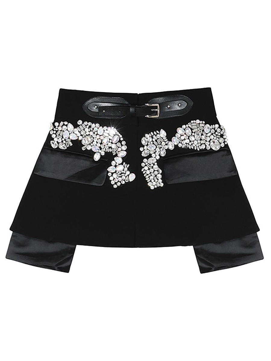 Rhinestone Ornament Package Hip Skirt