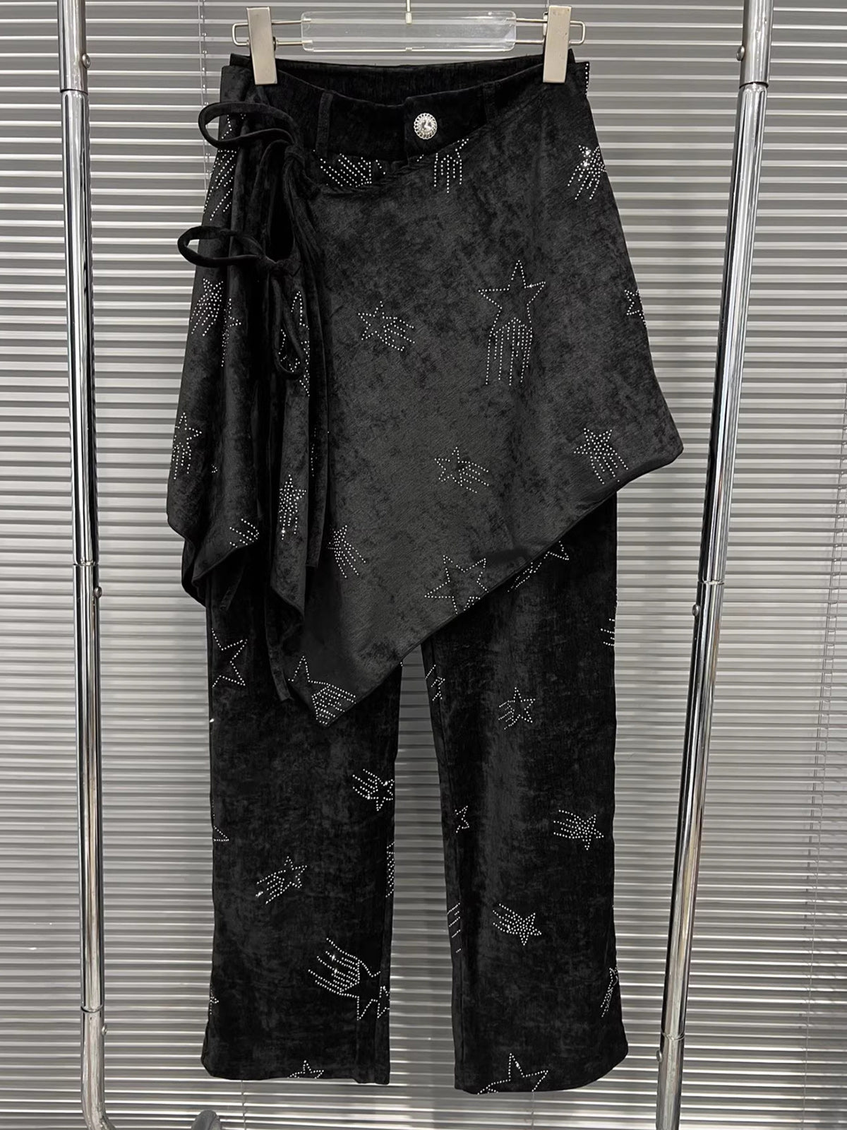 Fashion Velvet Irregular Hip Skirt Layered Pants