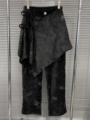 Fashion Velvet Irregular Hip Skirt Layered Pants