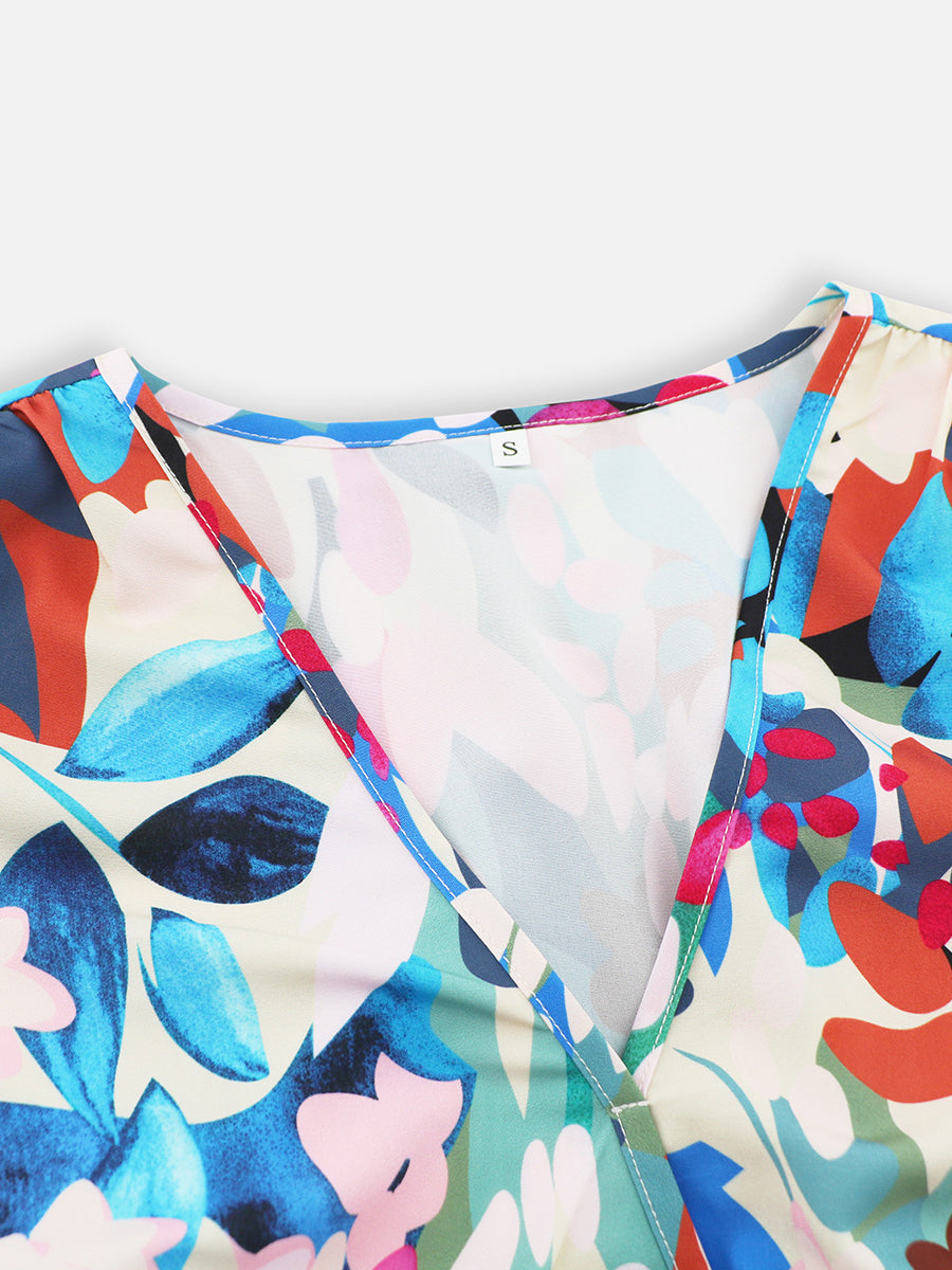 Casual V-neck Bohemia Print A-Line Dress