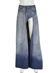 Sexy Irregularity High Slit Denim Skirt