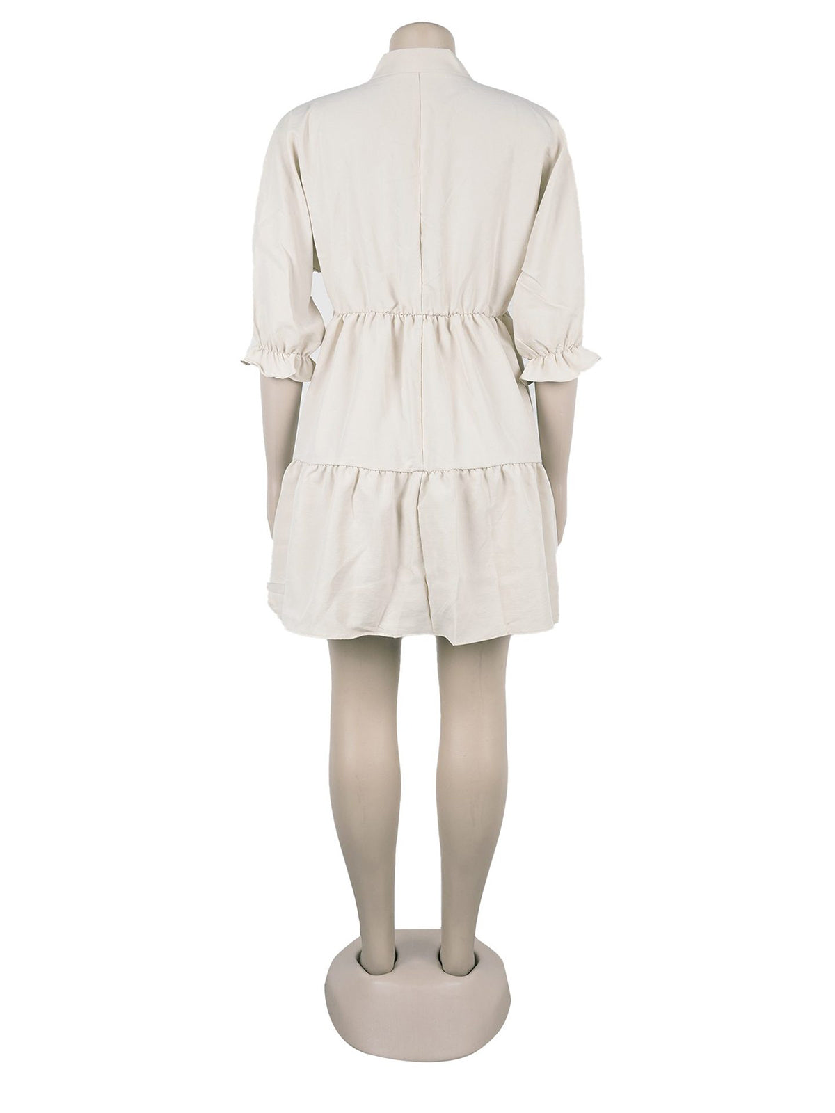 Casual V-neck Bubble Sleeve Loose Mini Dress