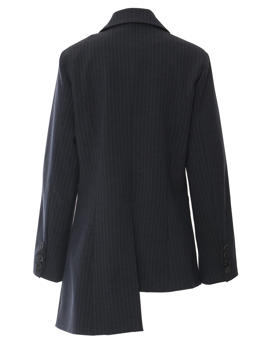 Asymmetrical Lapel Long Sleeve Single Breasted Blazer