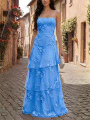 Elegant Spaghetti Strap Tiered Ruffle Prom Dress