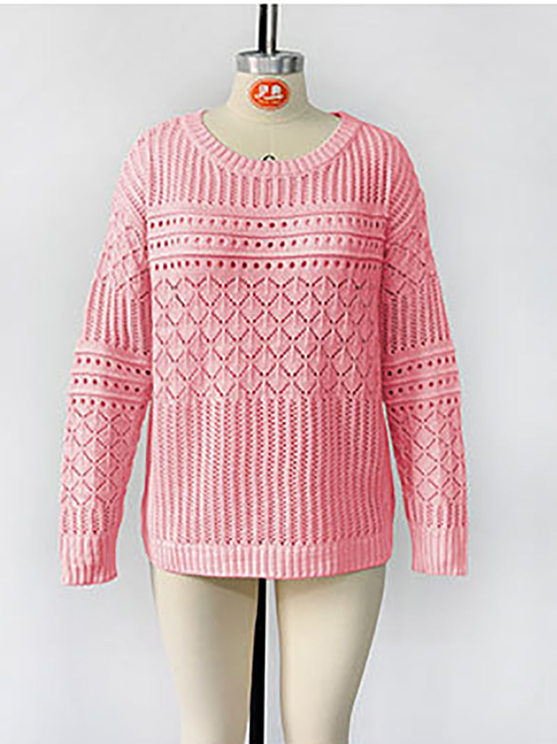 Round Neck Hollow out Knit Sweater