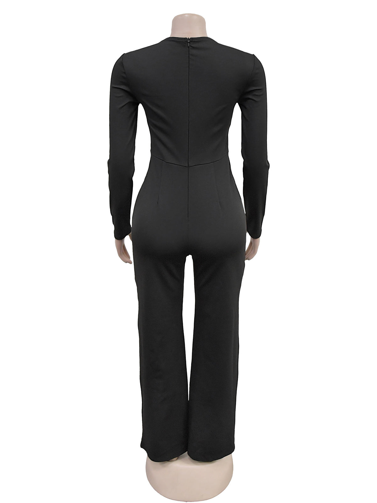 Fashion Casual Long Sleeve Button Slim Fit Jumpsuit