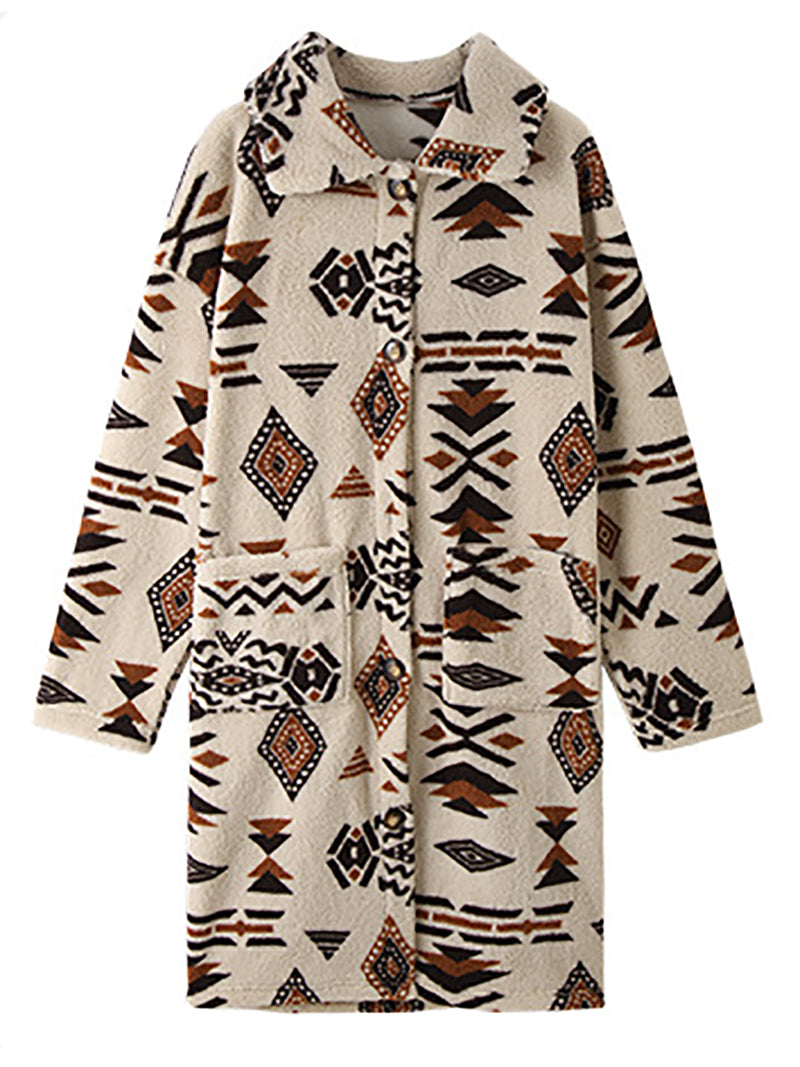 Fashion Print Single-Breasted Cardigan Coat