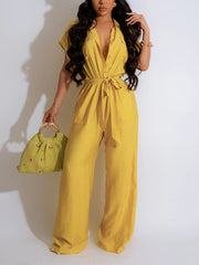 Casual Flax Pocket European Style Jumpsuit