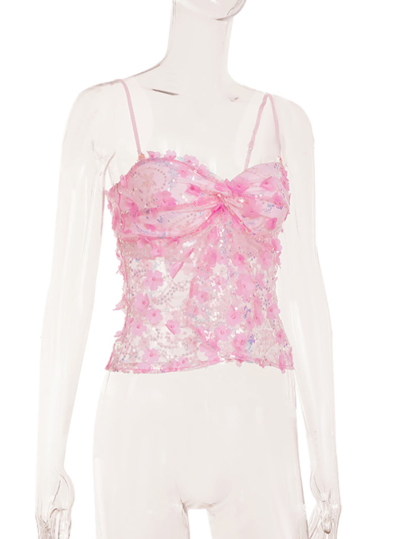 Sexy Sequin Corset Sheer Mesh Tube Top