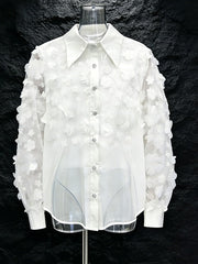3D Floral Button Up Shirt
