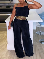 Casual Crop Vest Wide leg Pants Set