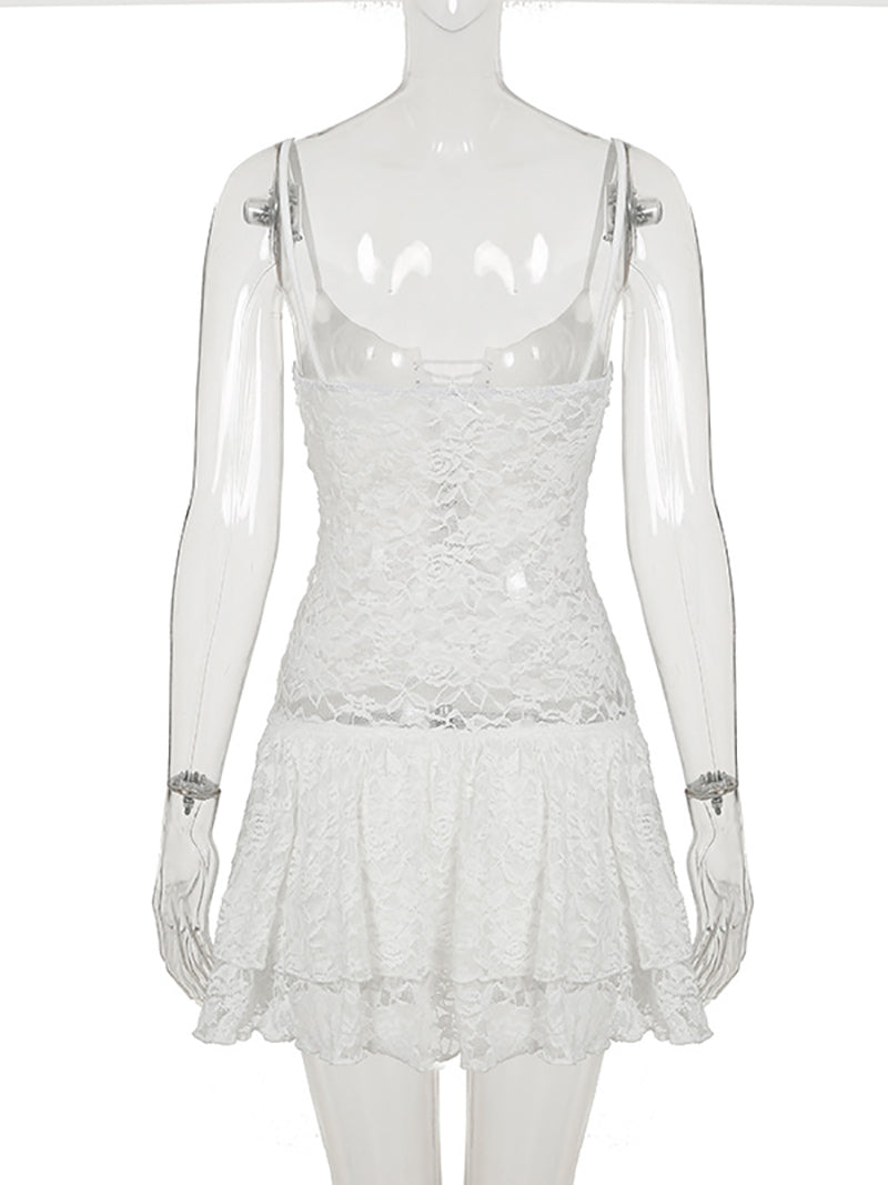 Sexy Lace Patchwork See Through Strap Dress