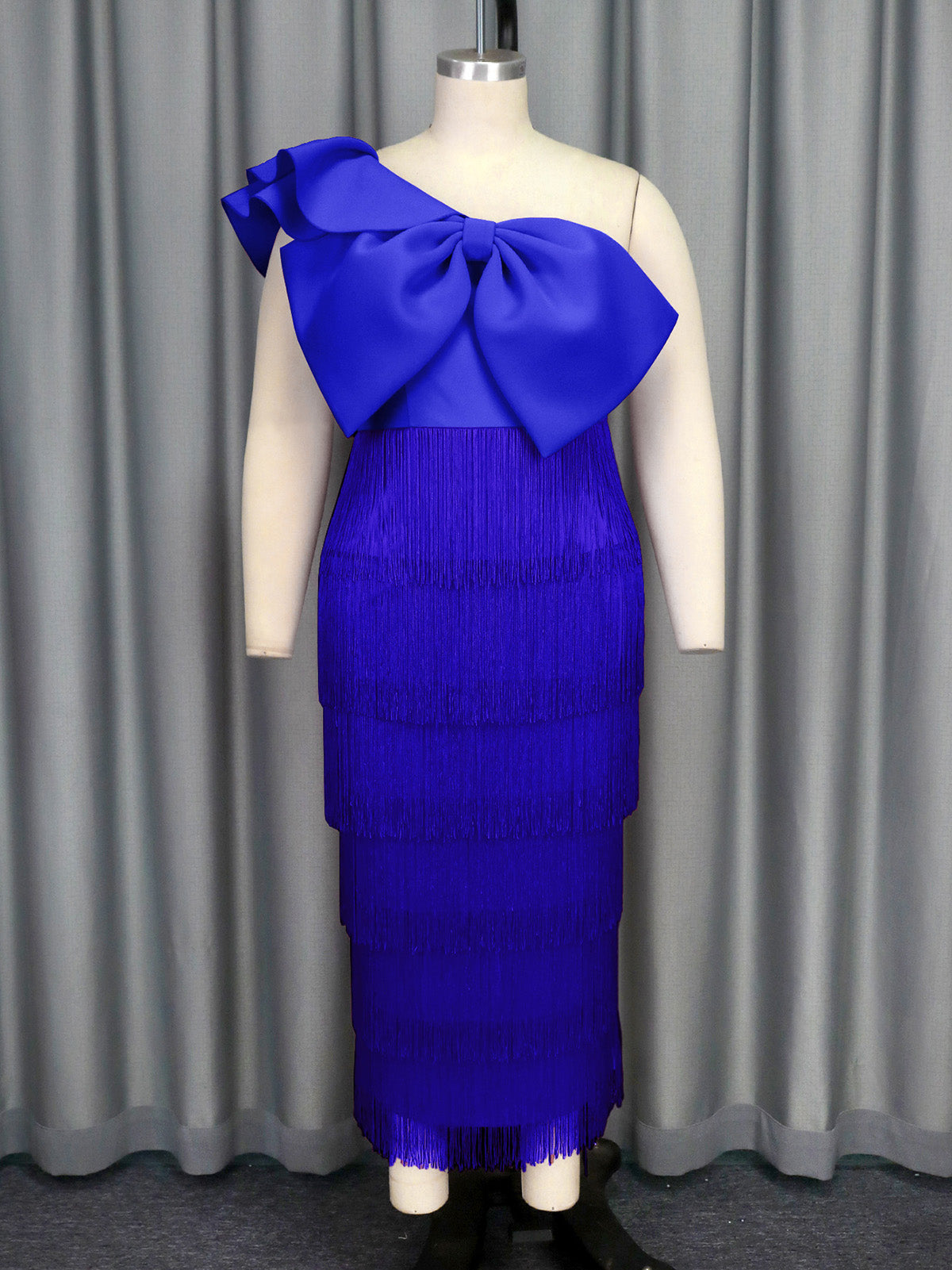 Elegant One Shoulder Bow Backless Slim Fit Fringe Dress