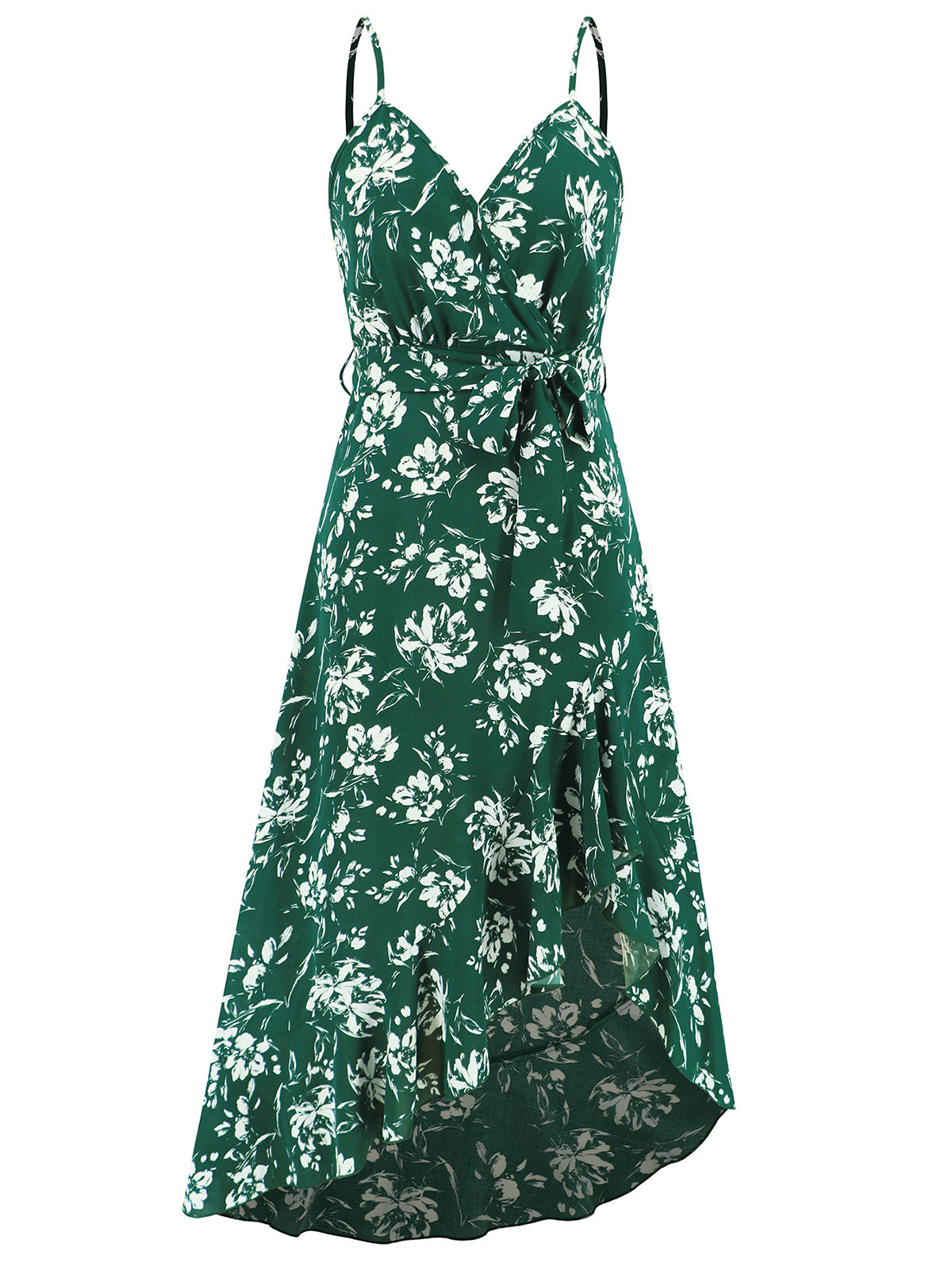 Sexy Spaghetti Strap Irregularity Flower Print Dress