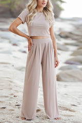 Short Sleeve Loose Long Pants Set