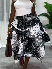 Asymmetric Elastic Waist Maxi Skirt