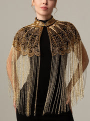 Luxury Beaded Fringe Evening Cape-boutique