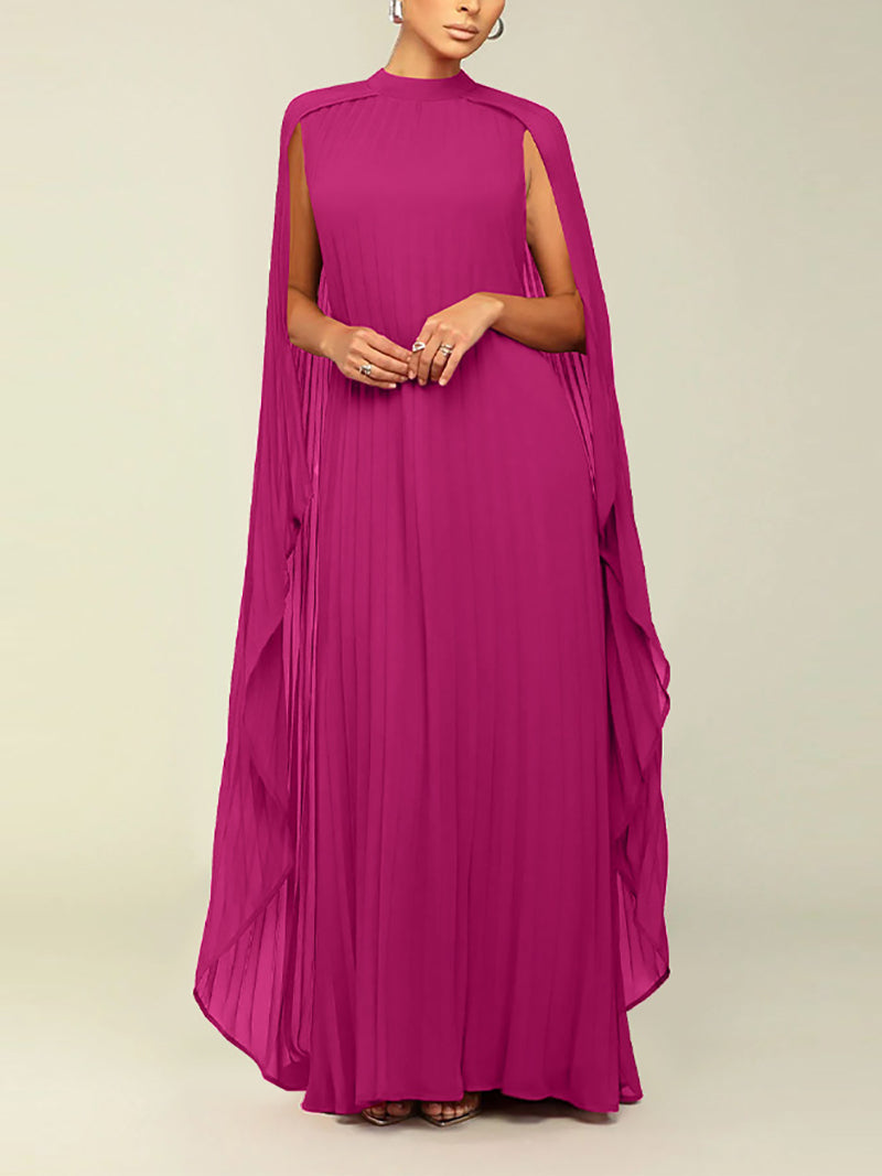 Fashion Solid Color Chiffon Pleat Dress