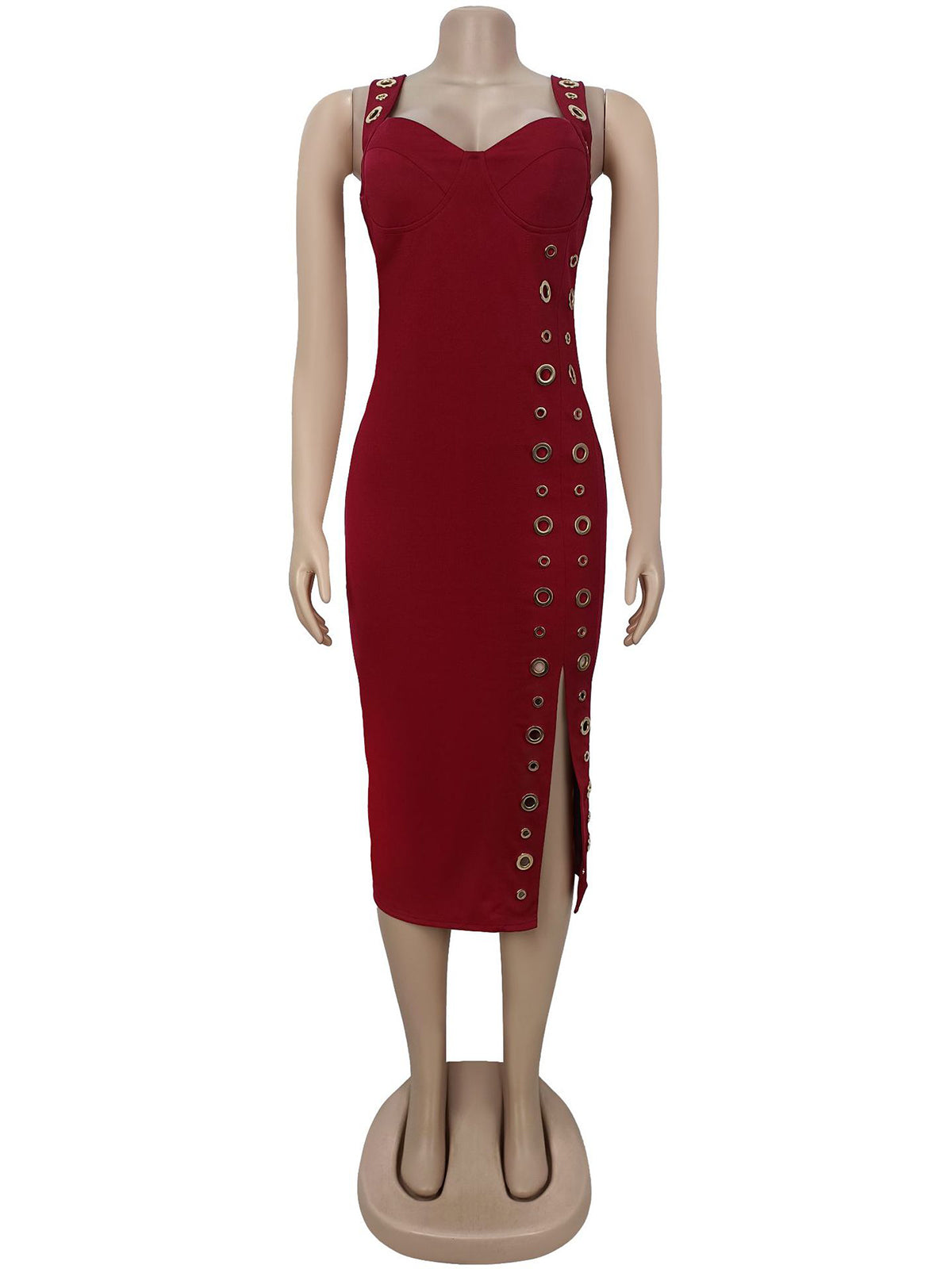 Sexy V Neck Bodycon Slit Midi Dress